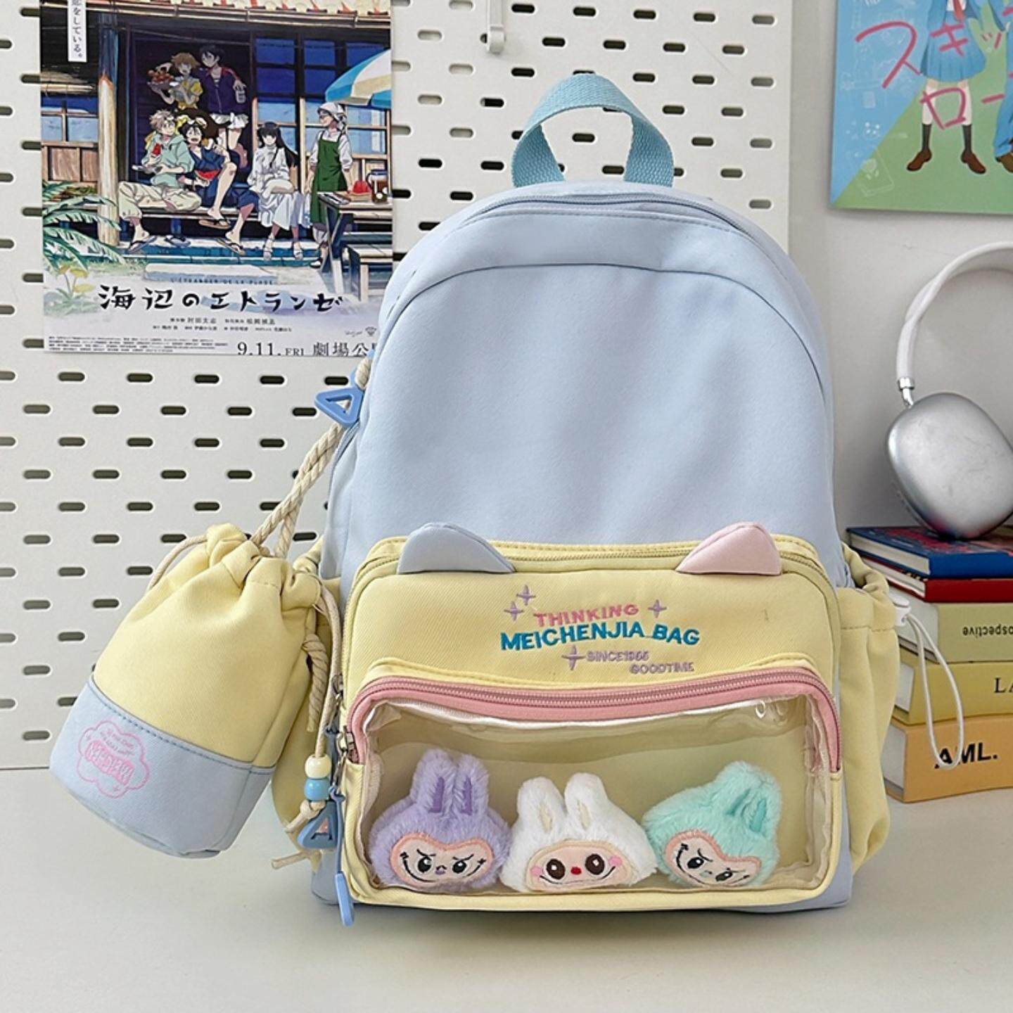 新款潮痛包可爱大容量初高中学生透明书包少女双肩包学院背包