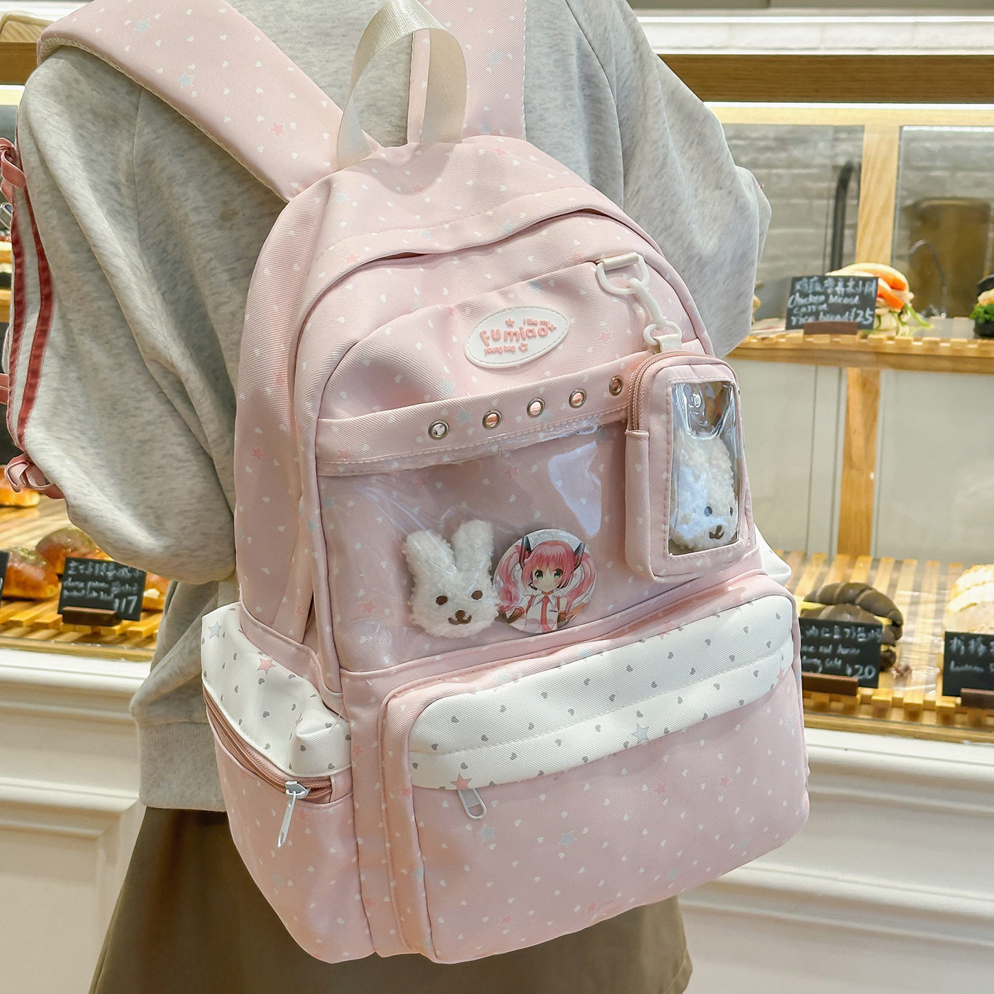 韩版ins波点双肩包包可爱星星百搭初高中学生书包大容量休闲背包