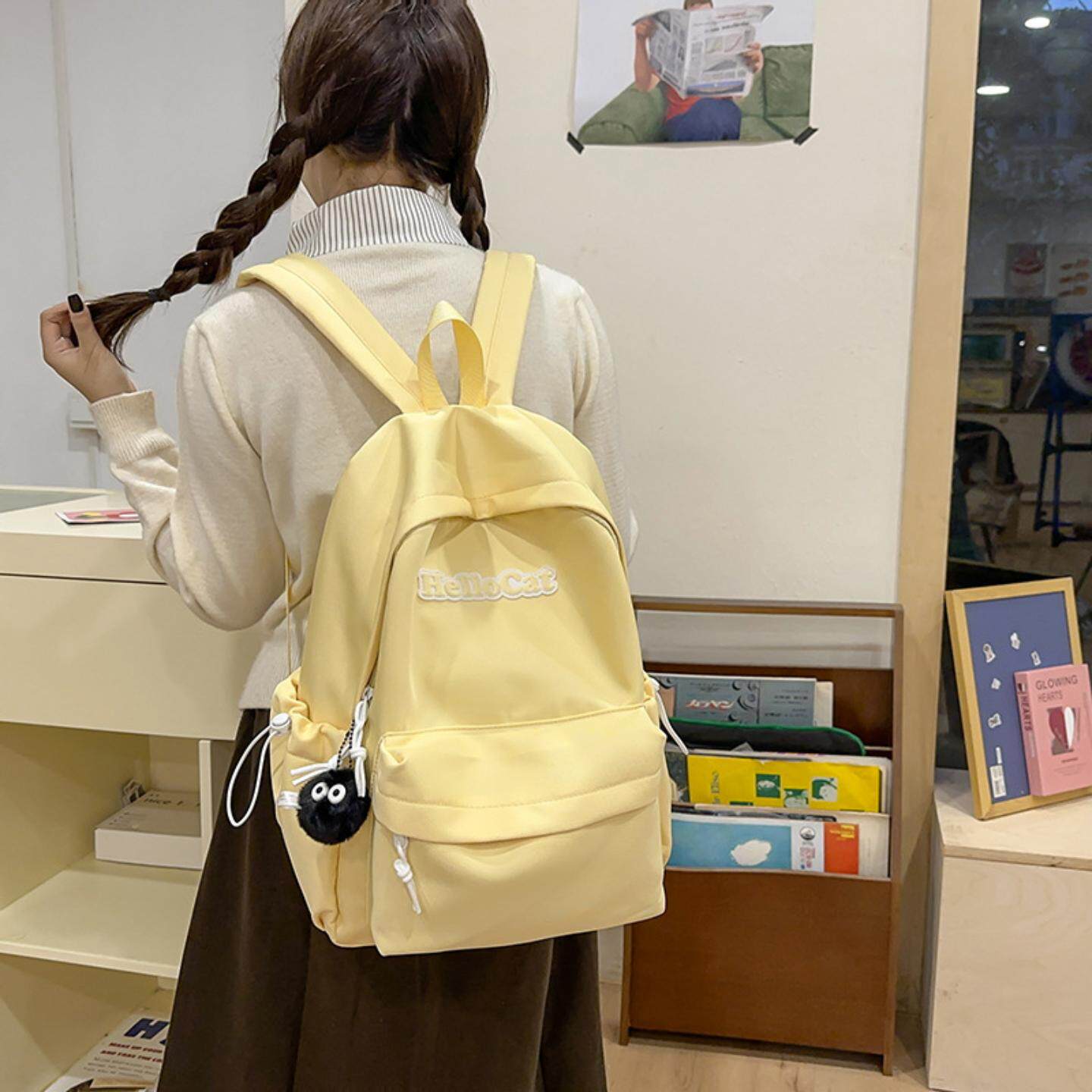 书包女生高颜值百搭大容量初中学生高中日系学院风简约背包双肩包