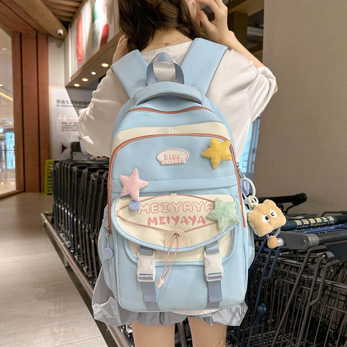 ins新款大容量学生书包女初高中双肩包百搭小清新高颜值背包