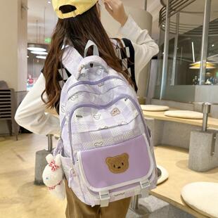 书包女ins森系韩版印花中学生高颜值可爱甜美风小学生书包双肩包