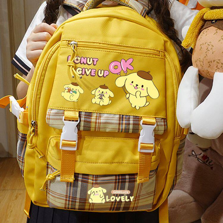 布丁狗手办周边书包女可爱高中初中生大容量百搭双肩背包小学生简