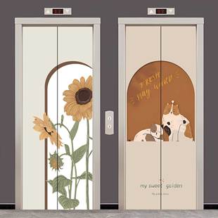 网红电梯门贴纸一梯高级感膜现代简约温馨风轻奢定制装饰画品创意