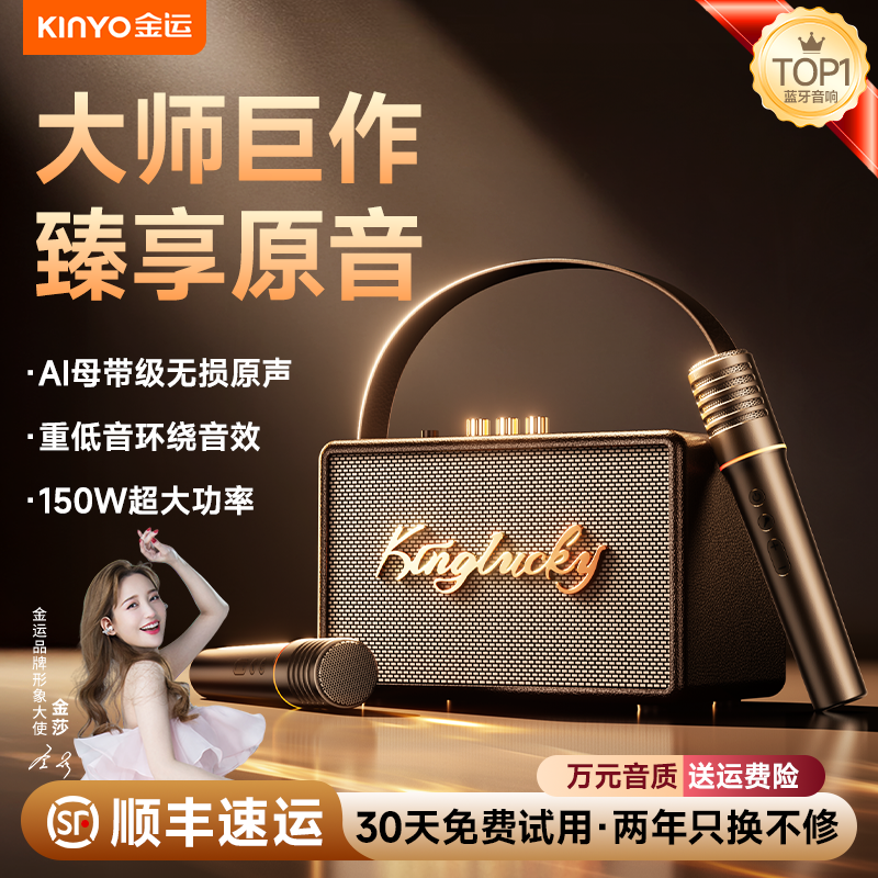 金运S21话筒音响一体麦克风家用k歌蓝牙音箱家庭ktv唱歌卡拉OK机