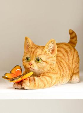 可爱猫咪摆件房间桌面卧室书房办公桌创意摆设家居装饰品手工礼物