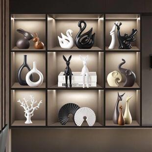 新款客厅摆件组合一整套橱柜玻璃柜电视柜玄关柜新房子装饰品摆设