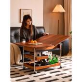 古色古香多功能折叠茶几 实木活动茶几 家庭客厅阳台手推车 沙