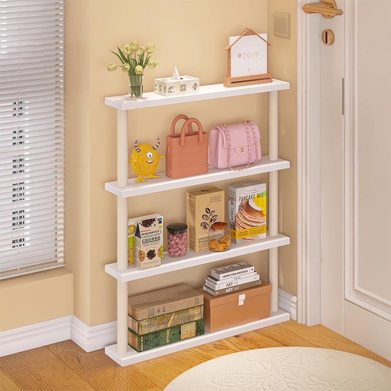 门后置物架超薄贴墙12cm简易夹缝收纳架卫生间极窄落地实木窄边柜