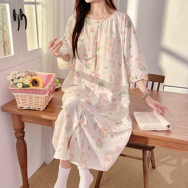 甜美系云朵棉春夏季带胸垫待产裙进产房哺乳裙睡裙孕妇孕期月子服