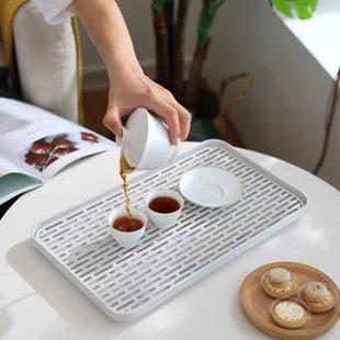 水杯子沥水盘家用客厅双层托盘长方形茶盘水果盘塑料创意沥水篮架
