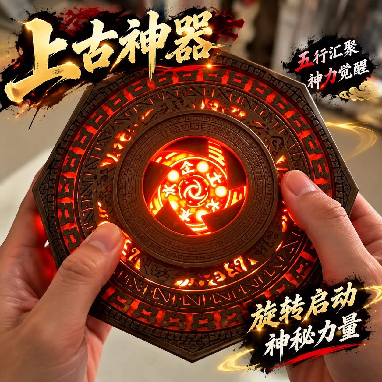 五行罗盘3d打印模型摆件可发光