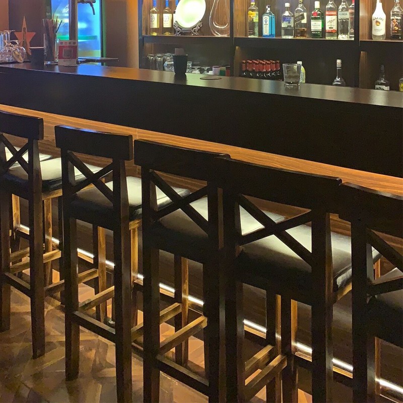 热销实木吧台椅高脚凳复古酒吧椅子靠背简约吧台凳家用前台收银高