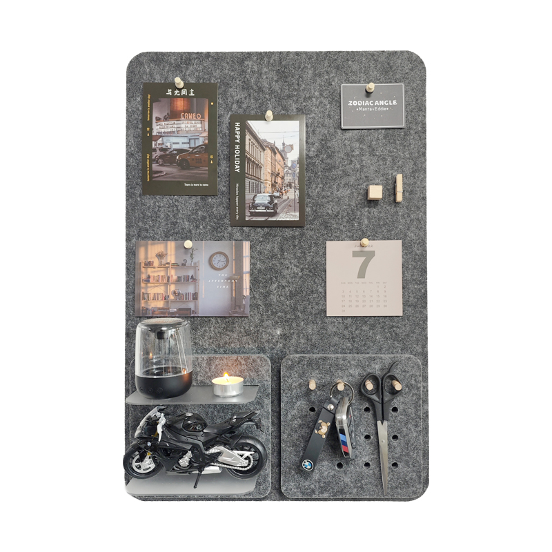 热销照片墙留言板组合免打孔置物架幼儿园毛毡墙贴展示板软木板墙