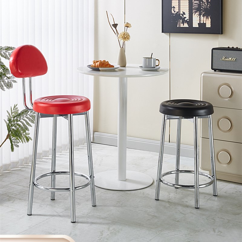 热销收银台吧凳岛台椅子轻奢高级感商用铁艺酒吧椅前台吧台椅高脚