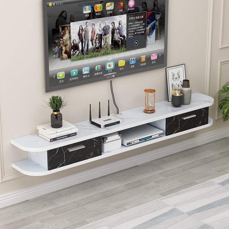 热销现代简约悬空电视柜壁挂式客厅卧室简易家用小户型背景墙上收