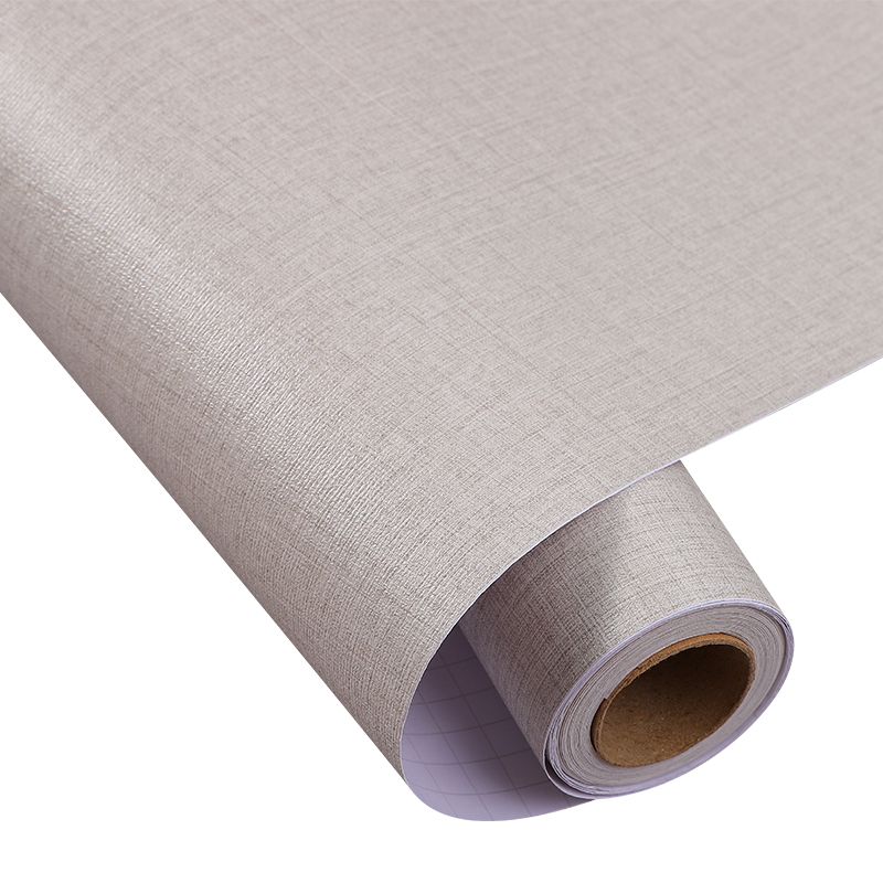 热销壁纸自粘防水防潮纯色麻布纹客厅卧室壁纸翻新墙贴纸亚麻柜子