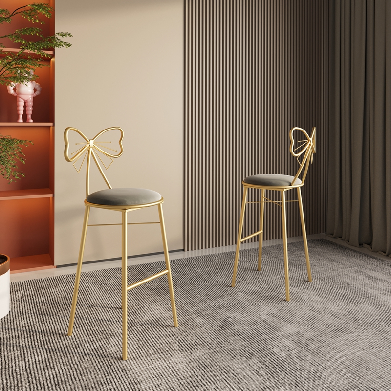 热销北欧吧台椅现代简约轻奢高脚凳家用吧凳靠背高凳子酒吧椅前台