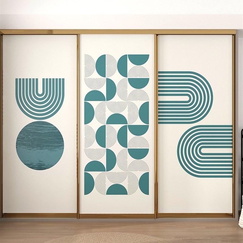 热销简约线条卧室衣柜拉门贴纸玻璃贴移门改造壁纸自粘电梯门厚防
