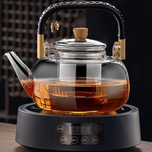 耐高温烧水泡茶壶全自动电陶炉 煮茶器蒸汽玻璃提梁蒸煮茶壶套装