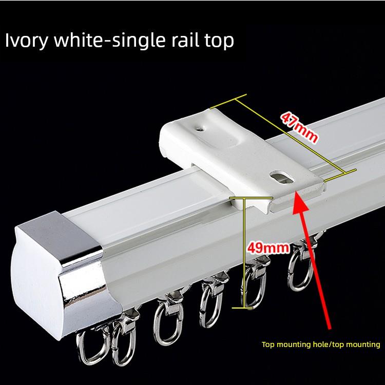 白色铝合金窗帘轨道直轨滑轮滑轨顶部和侧面安装滑轨单轨和双轨导