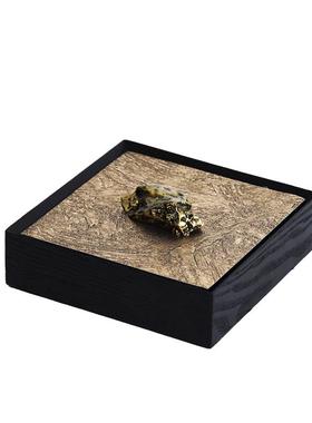 轻奢现代木质绿石头盒收纳盒桌面摆件衣帽间书房创意样板间装饰品