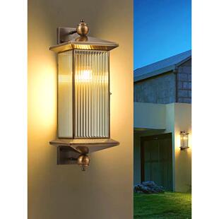 欧式全铜太阳能防水壁灯户外别墅外墙庭院花园围墙大门两侧柱子灯