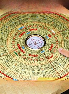 金锁玉关罗盘高精度专业指南针过路走马罗经仪八寸砂水罗庚摆件