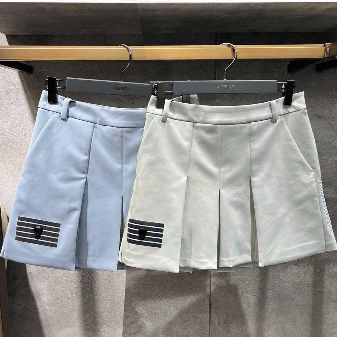 高尔夫女士新款秋冬季百褶裙休闲褶皱骷髅运动短裙柔软舒适百搭款