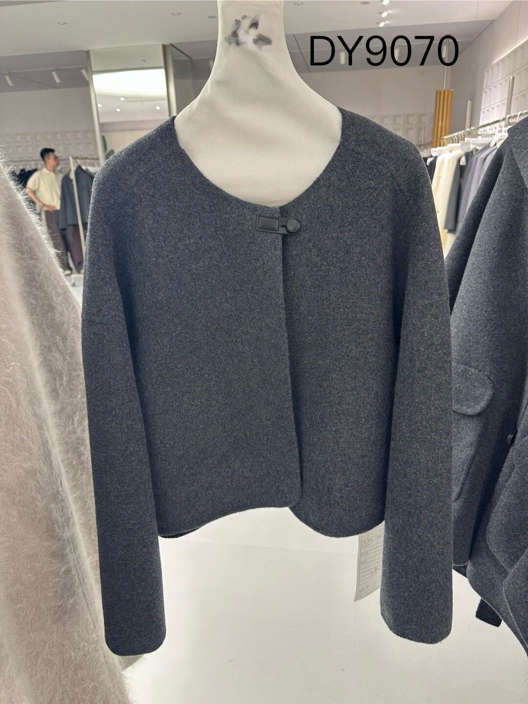 【钱老板专属】9070冬季圆领直下摆中长款森系休闲风秋冬毛呢外套