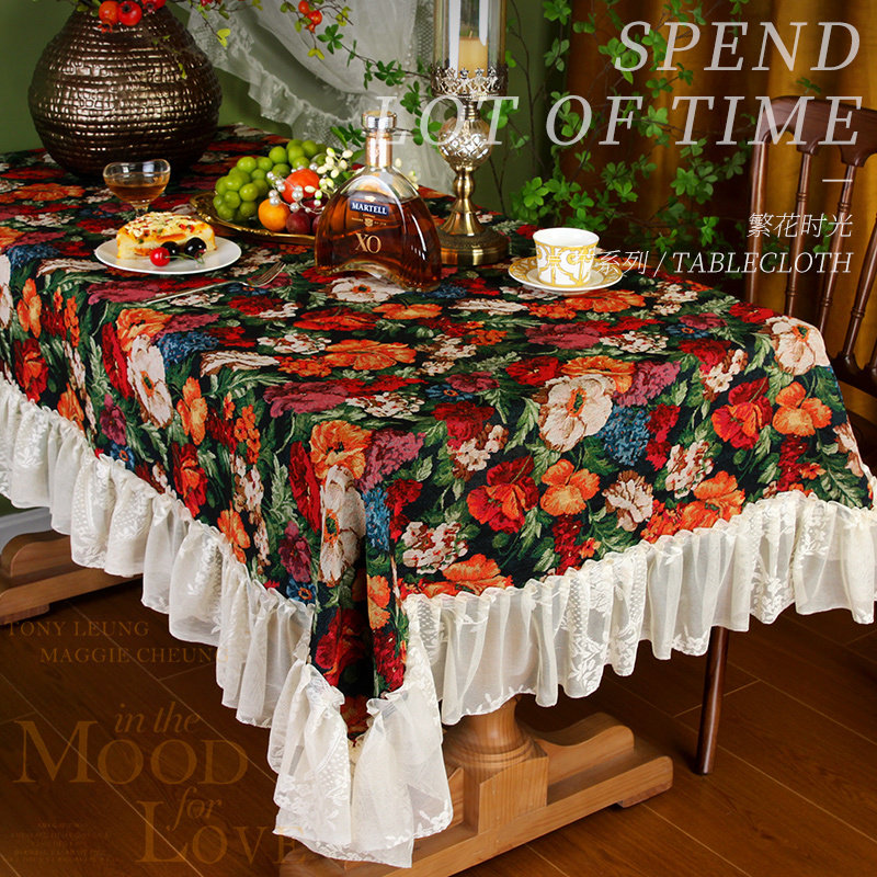 复古油画布艺桌布花卉氛围餐桌布美式高级茶几沙发盖巾多用防尘罩,居家布艺,桌旗,淘宝优惠券,粉丝福利购,淘宝优惠卷