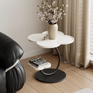 客厅沙发边几2025新款 轻奢高级感奶油风四叶草茶几卧室床头小桌子