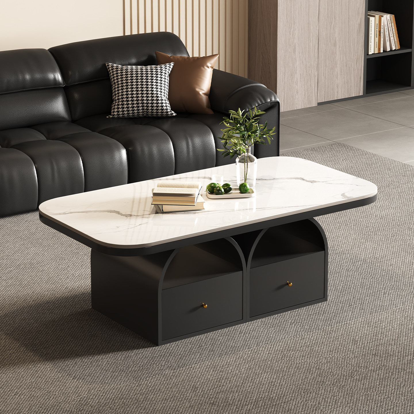 奶油风岩板茶几客厅家用2026新款轻奢高级感小户型沙发茶桌侧边柜,住宅家具,茶几,淘宝优惠券,粉丝福利购,淘宝优惠卷