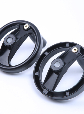 100加厚铝合金手轮圆形可折叠手柄双幅条转动胶木轮机床125160200