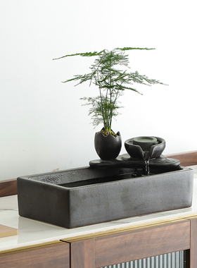 流水生财摆件循环水创意办公室客厅桌面招财装饰茶几喷泉开业礼品