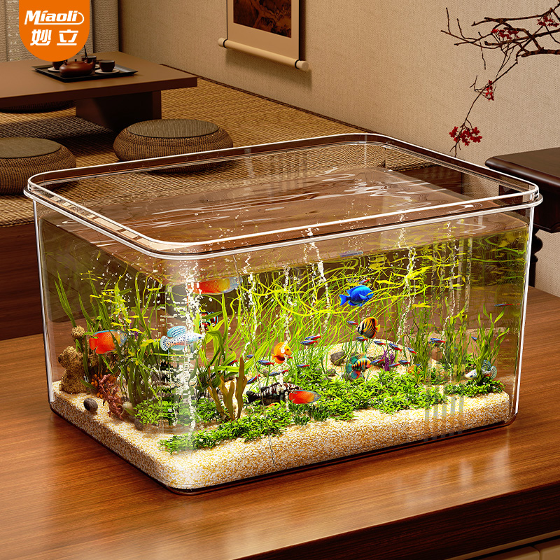 鱼缸客厅2025新款小金鱼乌龟饲养家用彷玻璃压克力小型桌面生态缸
