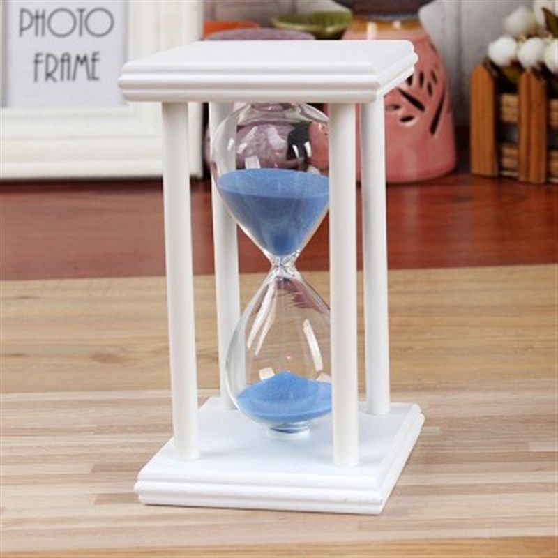 厂家直销时间沙漏四柱60分钟漏斗计时器木质玻璃家居装饰创意摆件