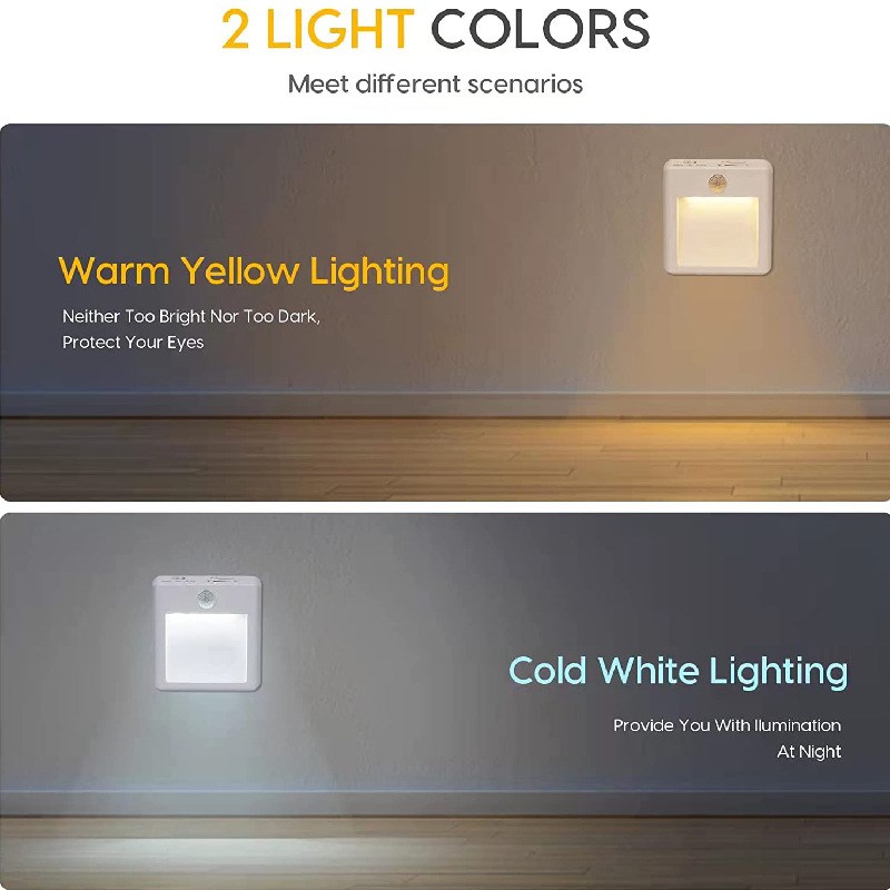 YOC颜色切换插电感应夜灯正白暖白感应灯无极调光感应欧规