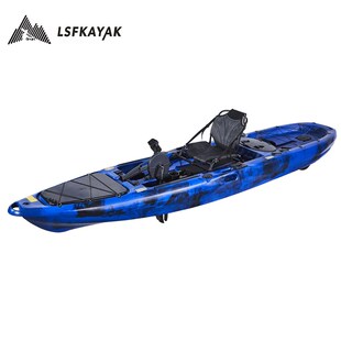 单人脚踏船带轮子单人脚踏皮划艇 脚踏钓鱼船海钓船 脚踏卡亚克舟