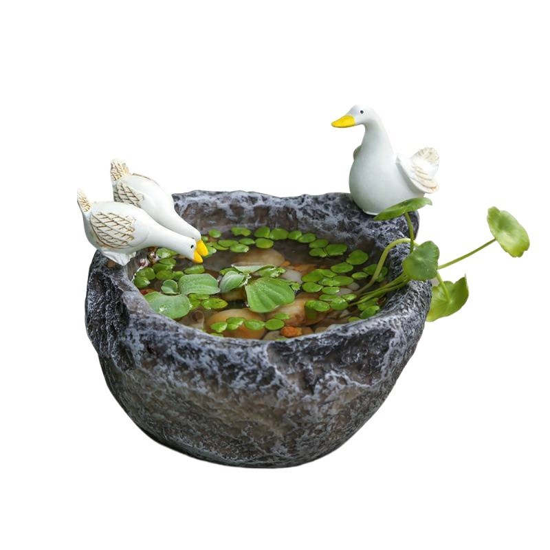 微景观鱼缸流水瀑布生财办公室客厅喷泉水景假山盆景创意桌面摆件