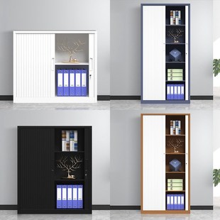 推拉卷门柜办公文件柜铁皮柜档案柜财务凭证收纳矮柜钢制储物衣柜