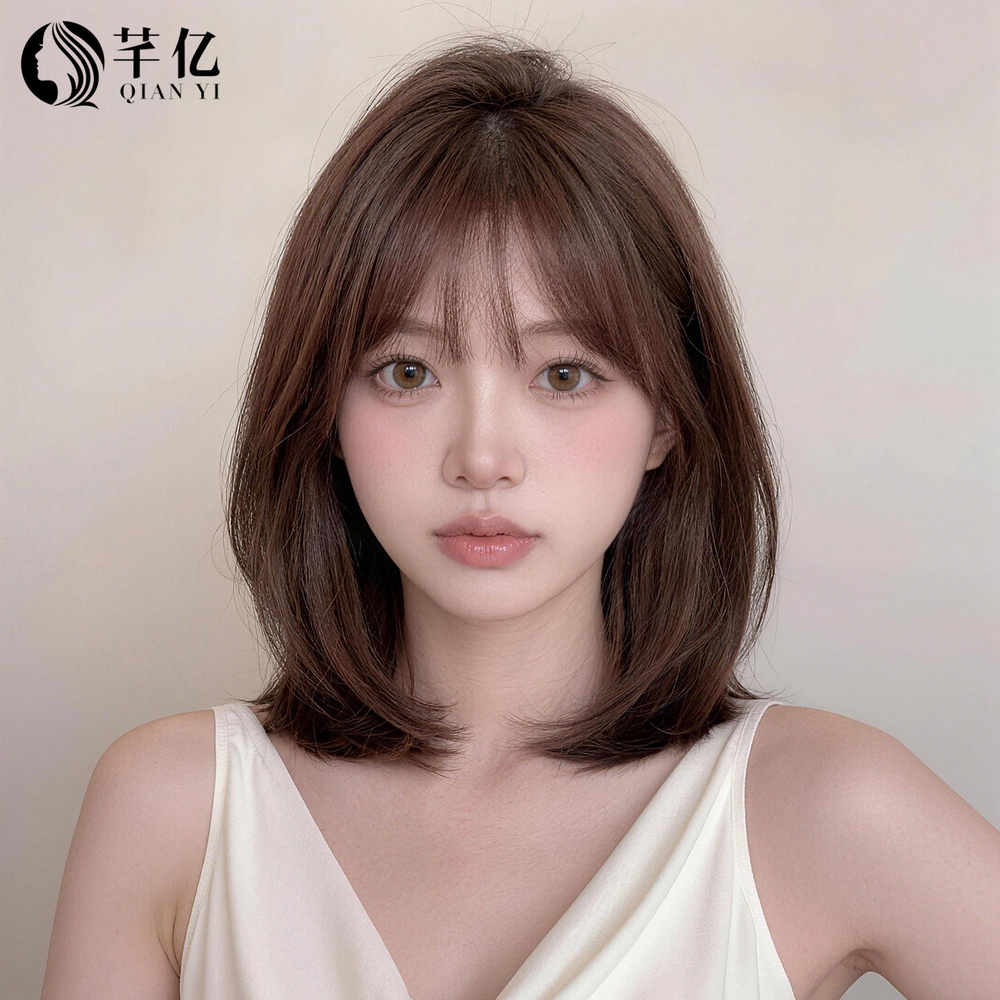 芊亿全真发锁骨发假发套