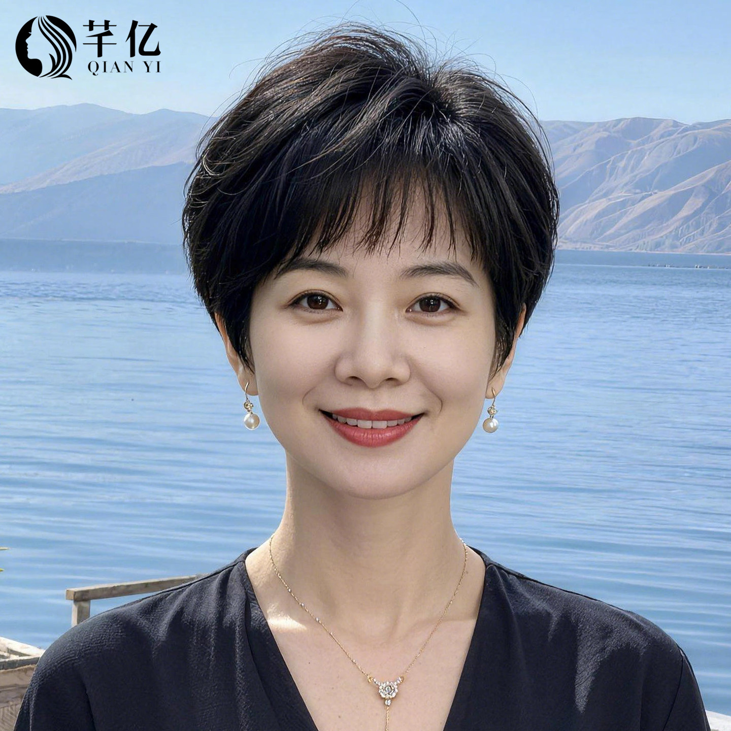芊亿全真发蓬松自然中老年短发套