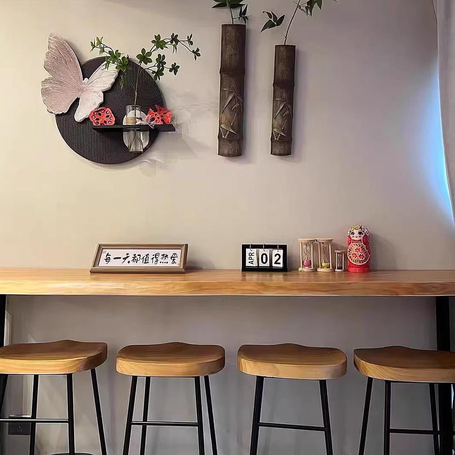 宽40cm实木吧台高脚桌家用桌餐桌电脑吧台桌奶茶小吃店靠墙长条桌