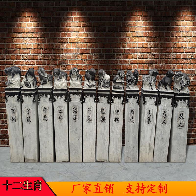 石雕仿古石柱子十二生肖动物拴马桩青石石头柱拴马石庭院门口摆件