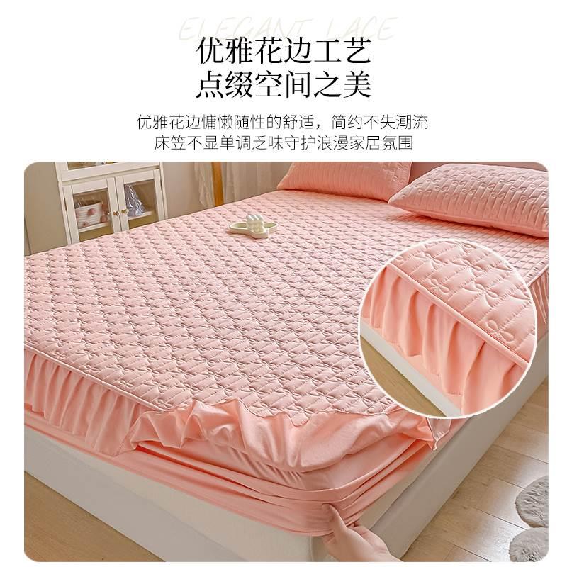 夹棉床笠单件花边床裙款女孩床罩床垫保护罩全包床套席梦思保护套