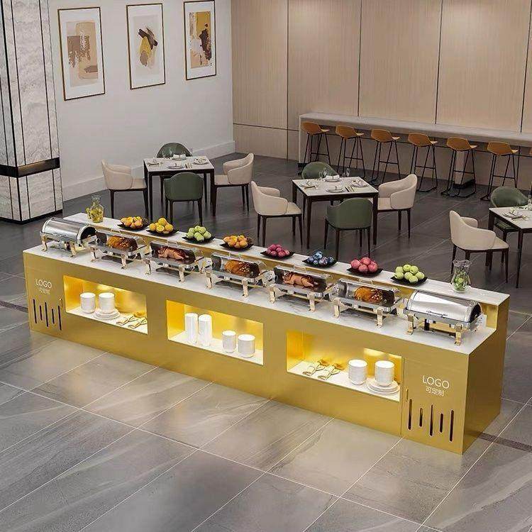 火锅店调料台餐厅食堂自助餐台靠墙式取餐台布菲台菜品摆台