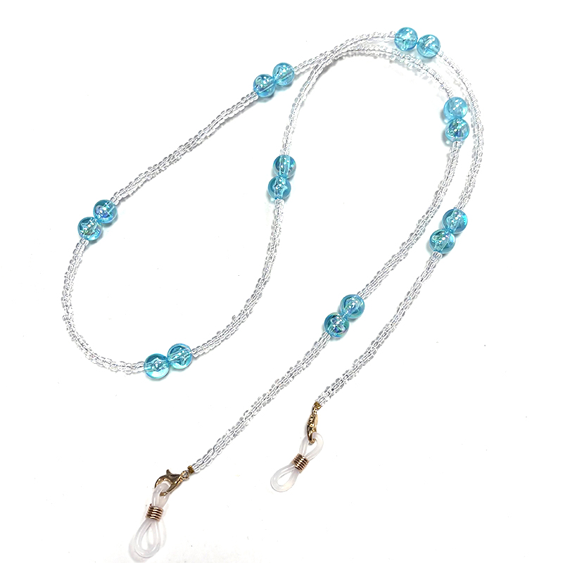 手工串珠眼镜挂链蓝眼泪韩版ins简约太阳眼镜装饰挂脖挂链防滑链