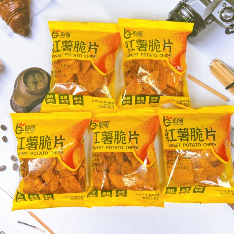 岭哥红薯脆片鲜切香脆农家地瓜干番薯脆片健康休闲零食30g小包装