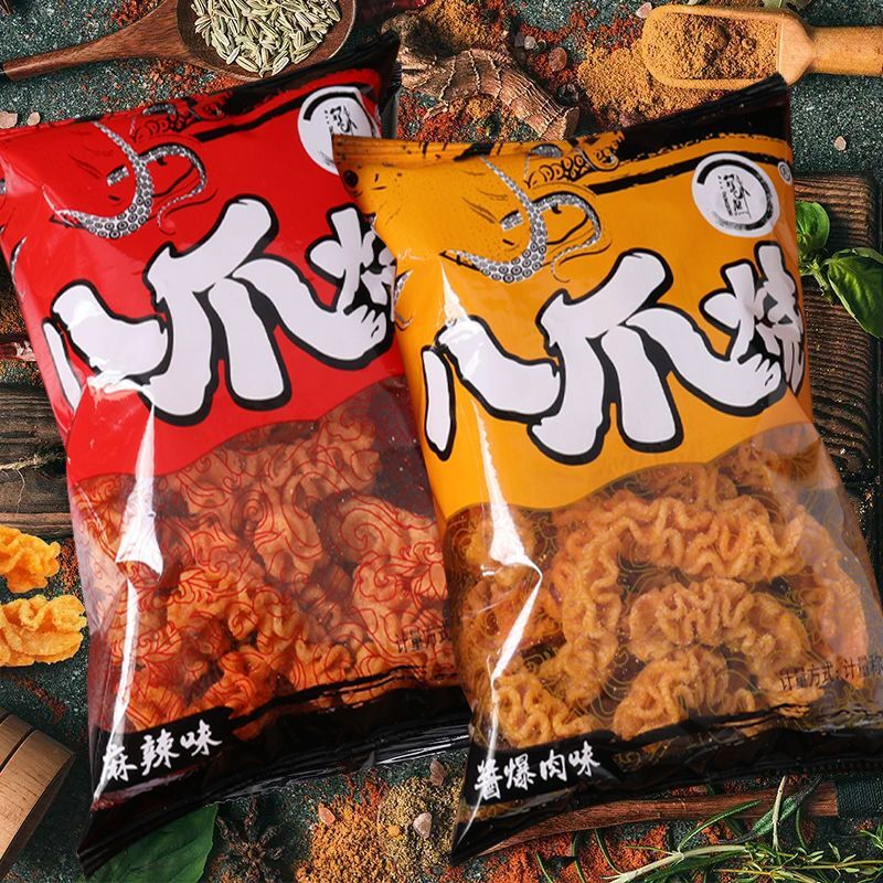 八爪烧麻辣味膨化锅巴四包小吃整箱焦香酥脆好吃不停休闲解馋零食