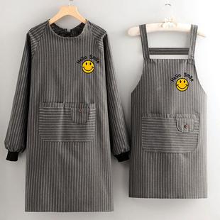 大人厨房家用做饭围裙长袖 罩衣工作上班透气耐磨男女印字干活
